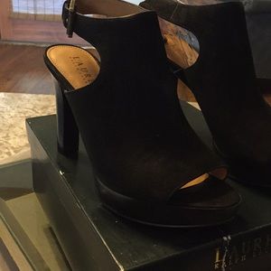 Black suede Ralph Lauren heels